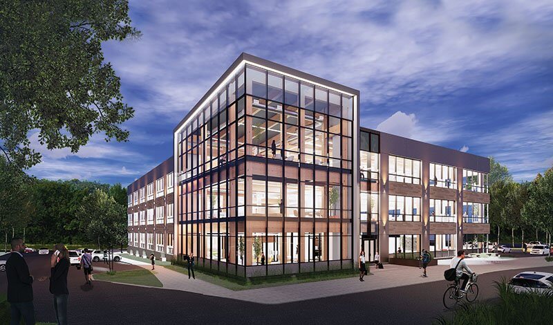 Newington, NH Cushman & Wakefield has arranged a 50,000 s/f long-term lease at 90 Arboretum Dr., New England’s first mass timber commercial office building.
